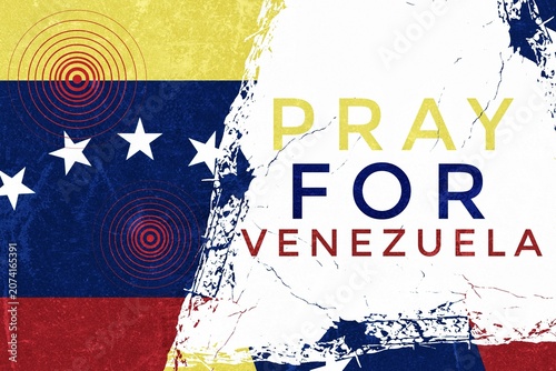 Photos Pray for Venezuela Typography with Venezuelan Flag and Earthquake Disaster Aware