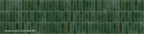 Emerald green glazed mosaic ceramic tiles arranged in a stacked vertical running bond pattern