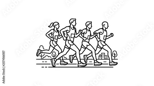 Group of people running a marathon race