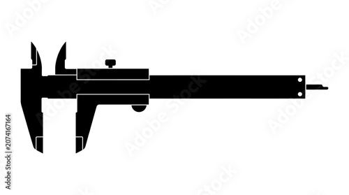 Fotografie Vernier caliper, precision measuring tool, black silhouette, industrial equipmen