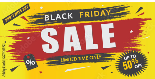Fotografie Sale banner with 50 percent discount, black friday