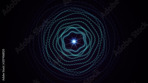 Abstract Concentric Circles Radiating Light in a Dark Digital Space