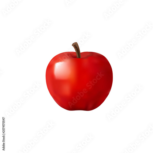 Red apple with stem isolated on transparent background