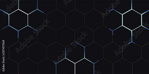 Hexagonal abstract technology background. electric glow hexagonal background. vector illustration.