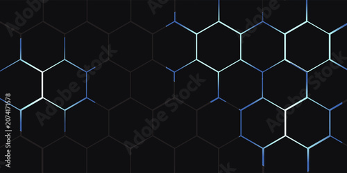 Hexagonal abstract technology background. electric glow hexagonal background. vector illustration.