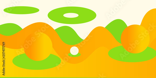Abstract wave fluid banner background. Orange and green color shapes pattern on bright background concept element design. Eps10 vector