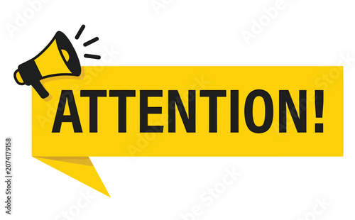“Attention Megaphone Banner Vector for Alert and Announcement”