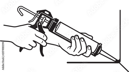 Foto Caulking Gun Being Used to Apply Sealant to a Corner Joint Featuring Constructio