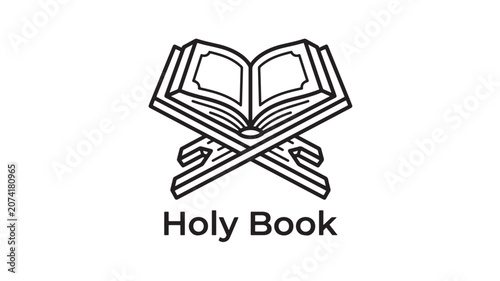 Φωτογραφία Holy Book Illustration with Crossed Ribbons and Text, Representing Sacred Script