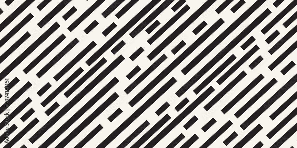 Naklejka premium Abstract striped geometric seamless pattern.vector lines black-white background, Geometrical monochrome design.
