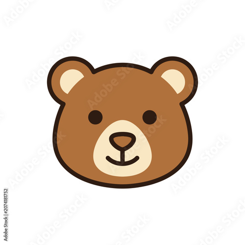Cute cartoon teddy bear face illustration simple and friendly.