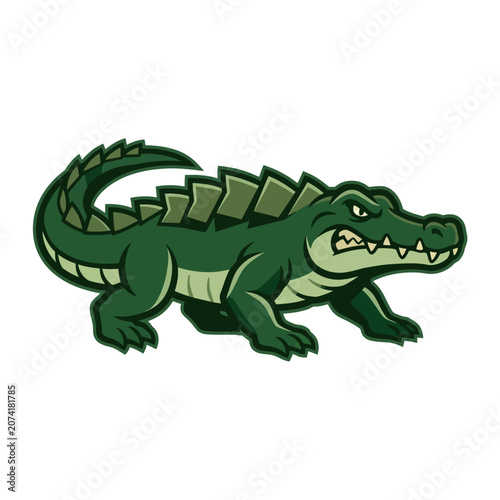Fierce Green Alligator Cartoon Character Illustration.