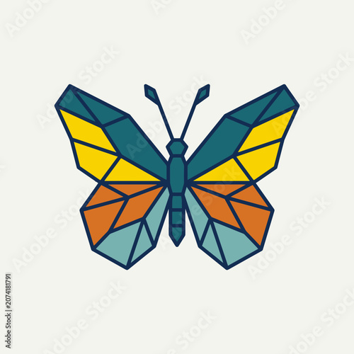 Geometric Butterfly Illustration with Colorful Wings.