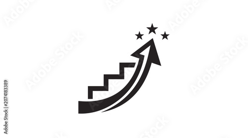 Fotografie Black arrow stairway to success symbol.