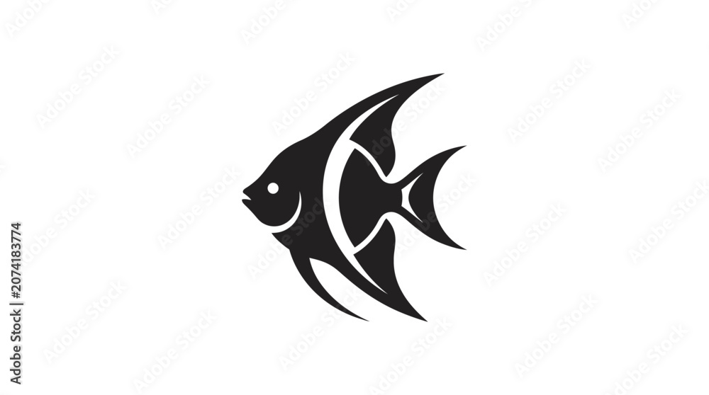 Obraz premium Black fish icon on white background.
