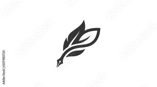 Tableau sur toile Black feather icon isolated on white.