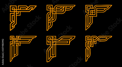 Canvastavla Golden vector corner border frames featuring intricate geometric celtic knot pat