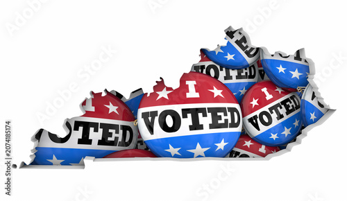 Kentucky KY State Map I Voted Pins Buttons Election Democracy 3d Illustration