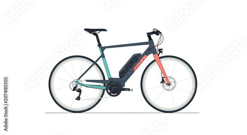 Modern Electric Bicycle Illustration on a Clean White Background