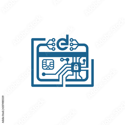 A blue digital icon representing secure electronic payment systems
