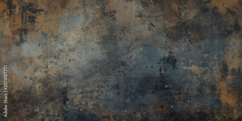 Cuadro en lienzo Vintage Rusty Metal Texture Background with Aged Grunge Surface Dark Brown Indus