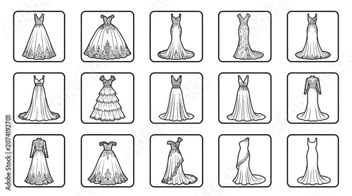 Fotografija Elegant Collection of Bridal Gown Designs with Intricate Lace and Train Details