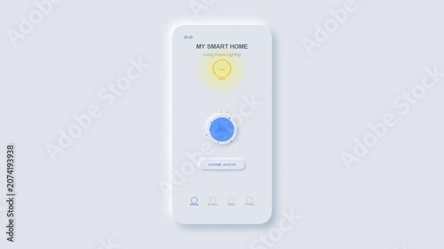 Smart Home UI Animation: Control Lighting via Neumorphic App Interface
