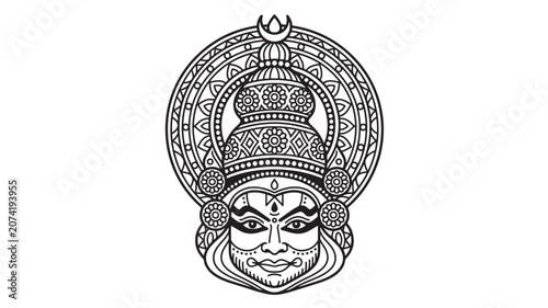 Quadro su tela Mask with Intricate Patterns and Traditional Design Featuring Cultural, Art, Fac