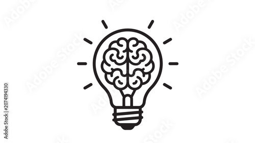 Lightbulb with Brain Illustration Symbolizing Intelligence and Creativity Featuring Idea, Innovation, Concept with Thinking and Mind Elements