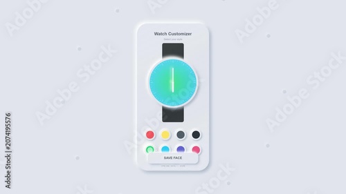 Neumorphic Watch Face Customizer UI Animation | Motion Graphics