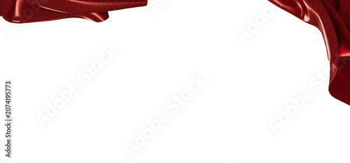 Fotografía Stunning abstract red fabric gracefully draped against a clean white backdrop, c