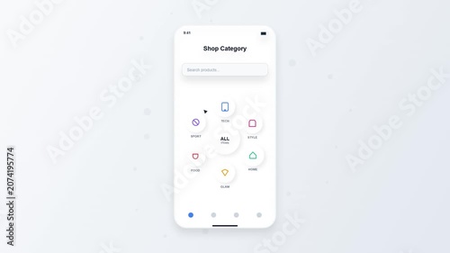 Neumorphic UI Animation: Mobile App Category Selection