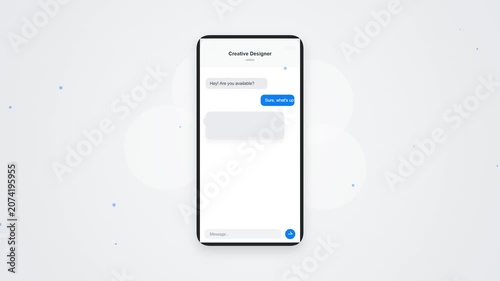 Neumorphic UI Chat Interface Animation on Smartphone Screen