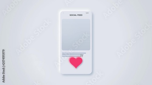Neumorphic Social Media Post Like Animation with Heart Icon