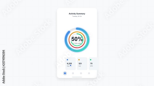 Neumorphic UI Animation: Activity Summary Progress Bar Filling Up