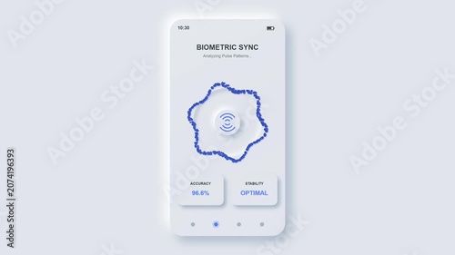 Biometric Sync App UI Animation - Neumorphism Style, Data Visualization