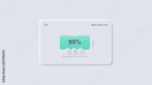 Neumorphic UI Animation: Music Device Battery Charging Progress