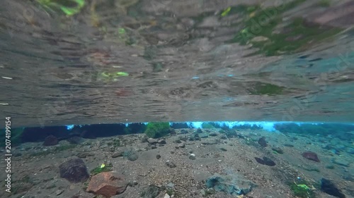 神奈川県箱根で撮影した千条の滝の透き通った水中の動画