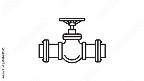 Slika na platnu Valve with Flanges and a Handle for Controlling Fluid Flow in Industrial Piping