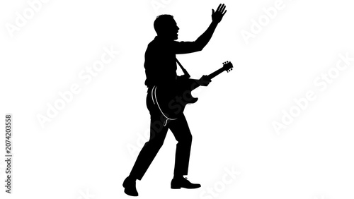 Silhouette of person running with arms raised in joy outdoors.