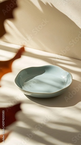 Empty White Plate with Fork and Knife on White Background, Table Setting for Dinner or Meal