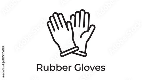 Foto Rubber Gloves Icon with Text Label for Hygiene and Safety Featuring Cleaning, Me