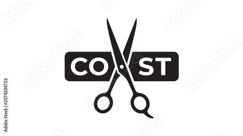 Quadro su tela Scissors and Coat Stxx Logo with Cox St Typography for Crafting, Barbering, and