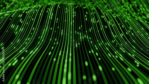 Slika na platnu Abstract 3D digital green lines background