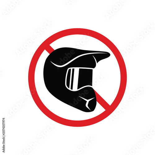 Do not enter with full face helmet sign. No Helmet Caution icon. Forbidden or remove helmets.
