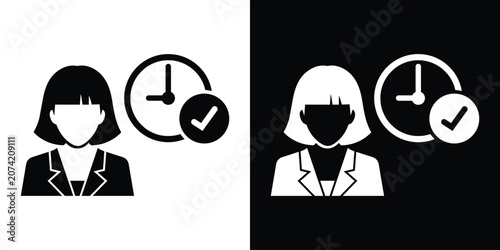 Foto Smart casual woman avatar with a clock and checkmark