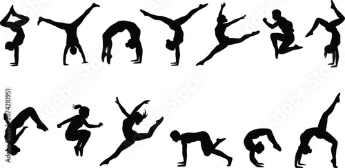 Fotografía Silhouette gymnastics illustrations