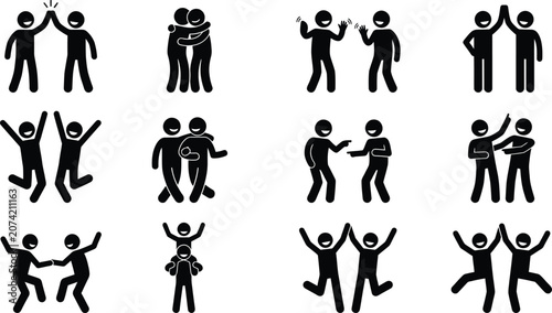 Obraz na płótnie Stick figure people celebrating and interacting