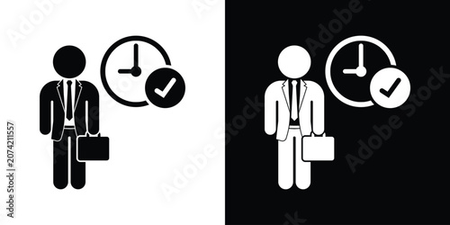 Tableau sur toile Businessman icon with briefcase and checkmark clock