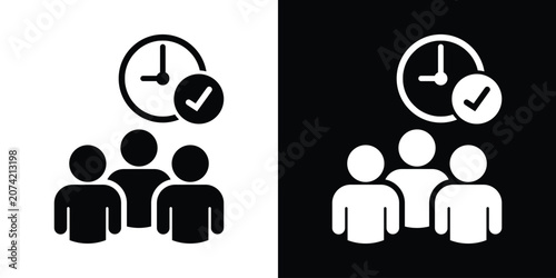 Εκτύπωση καμβά Group of people or team avatar icon with a checkmark clock